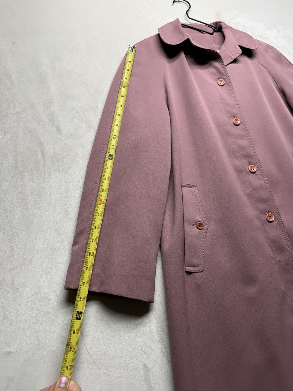 VTG 80s Forecaster Boston Trench Coat Women's M Pink Retro Woven Poly Raincoat - Picture 4 of 6
